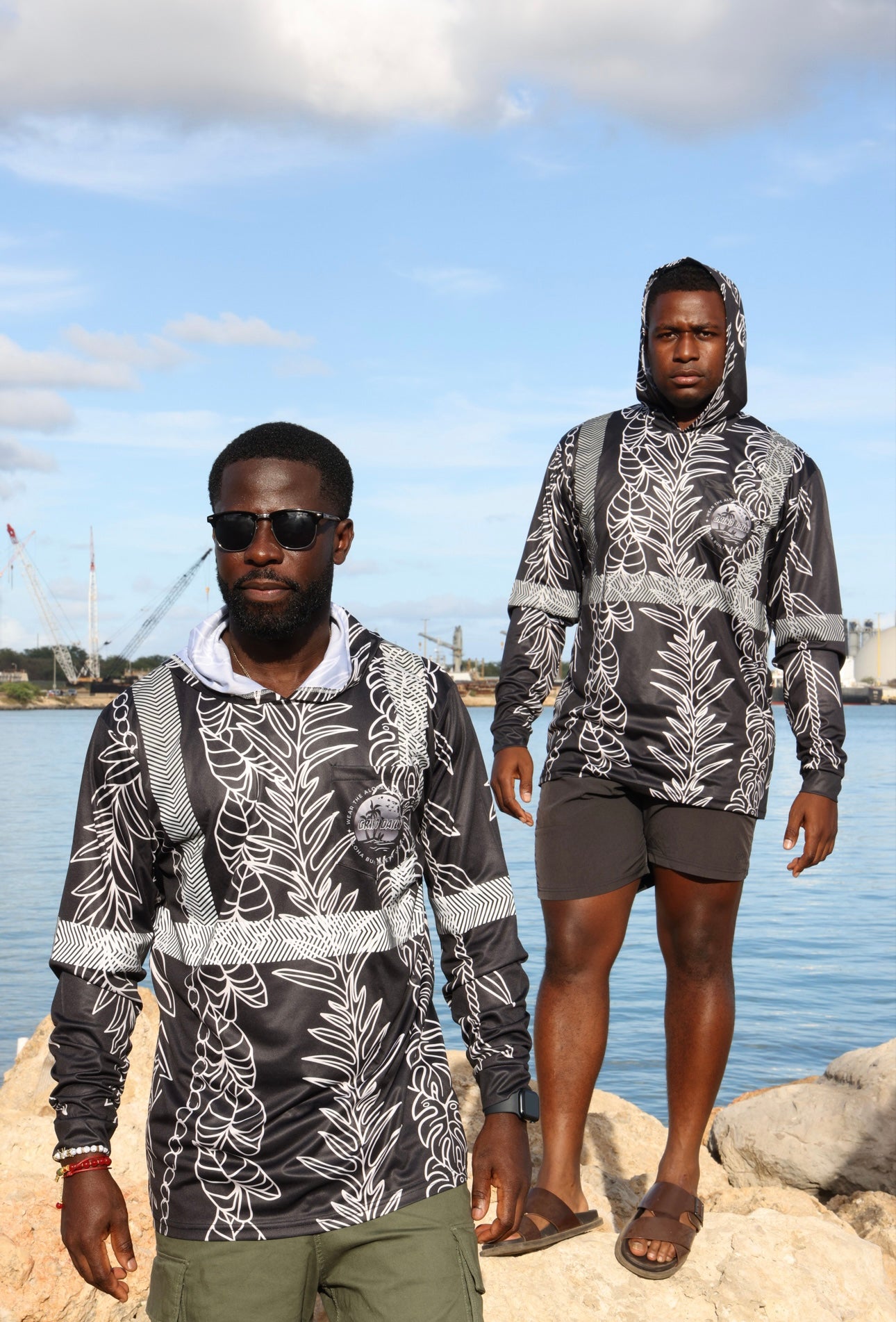 Leaf Lei Reflective Hoodie - Black