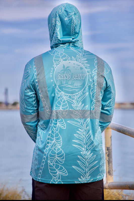 Leaf Lei Reflective Hoodie - Blue