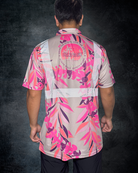 Pink Maile & Puakenikeni Lei Reflective Polo