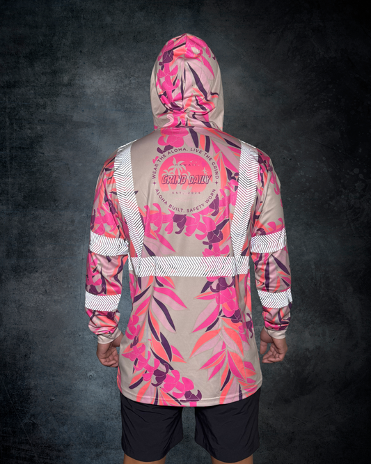 Pink Maile & Puakenikeni Lei Reflective Hoodie