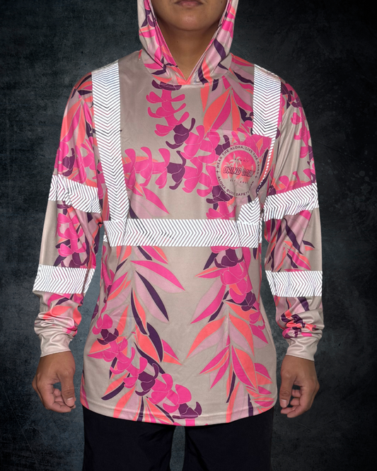 Pink Maile & Puakenikeni Lei Reflective Hoodie