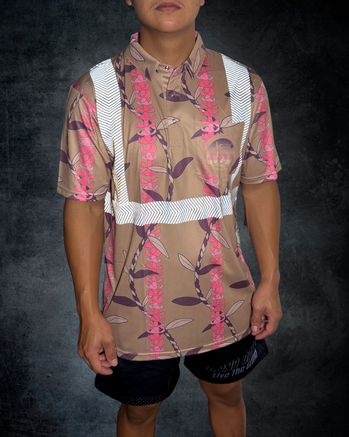 Puakenikeni Lei & Ti Leaf Lei Reflective Polo