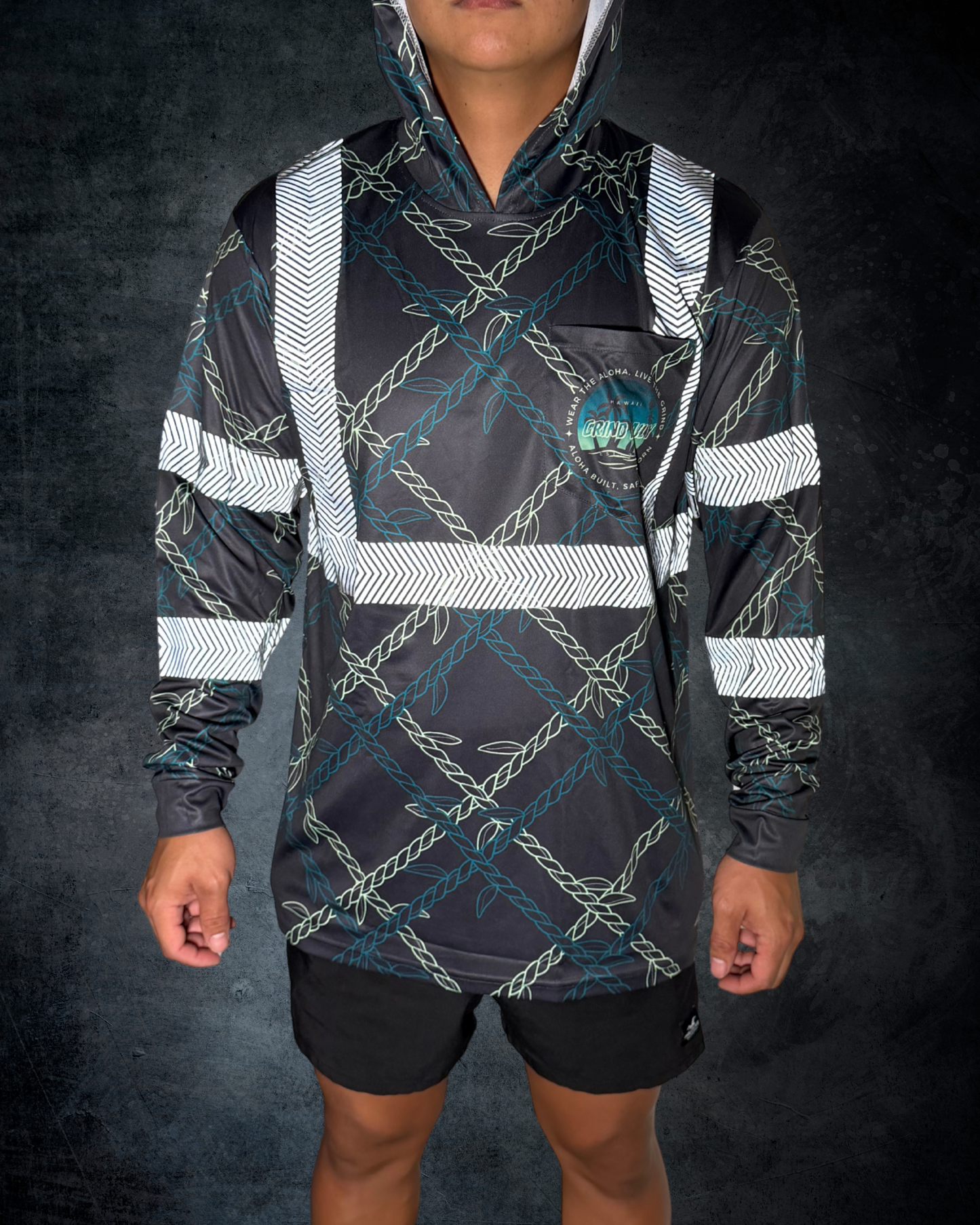Ti Leaf Lei Checker Pattern Reflective Hoodie