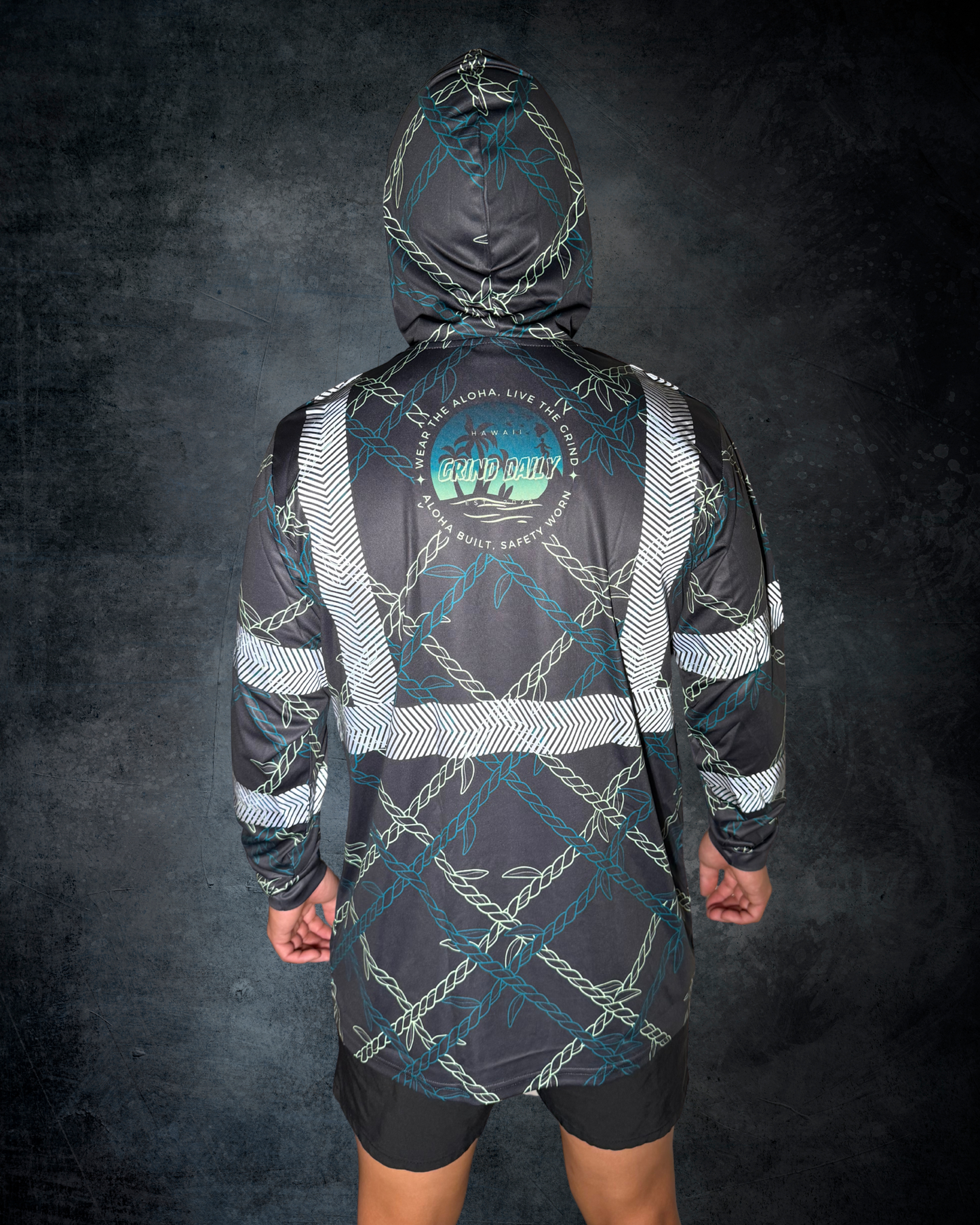 Ti Leaf Lei Checker Pattern Reflective Hoodie