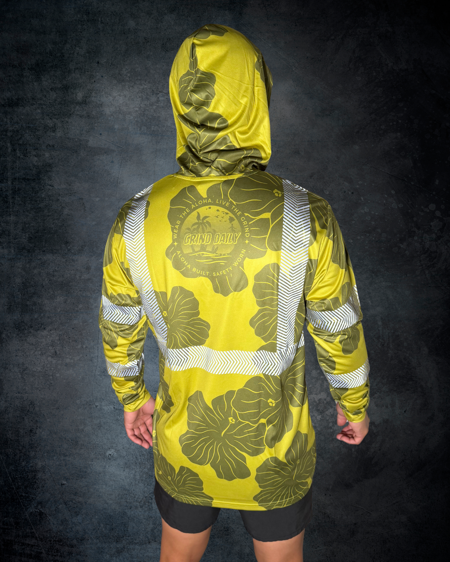 Olive Green Hibiscus Reflective Hoodie