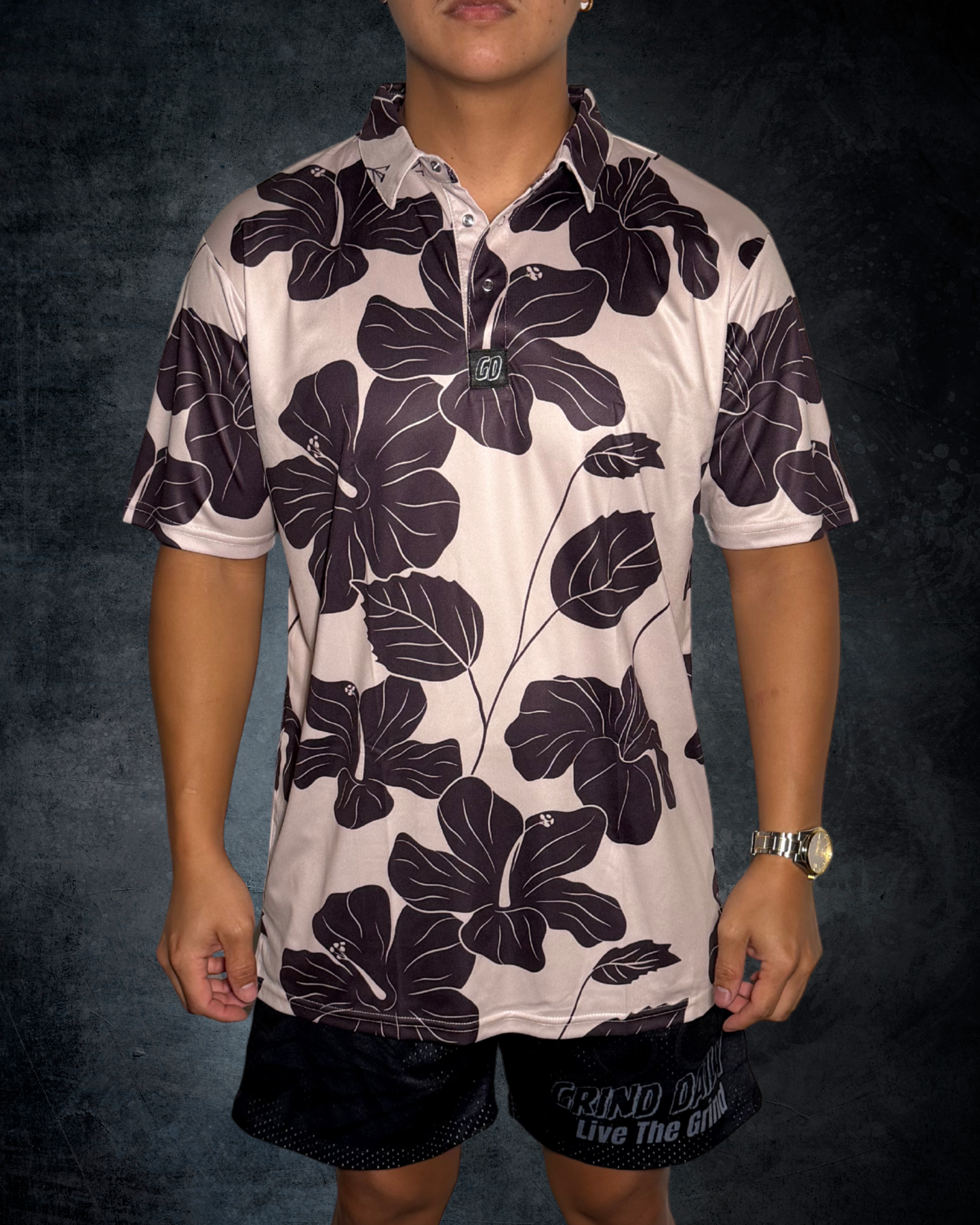 Plum Hibiscus Polo Shirt