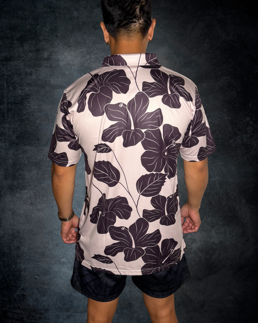 Plum Hibiscus Polo Shirt