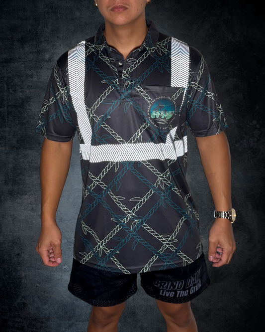 Ti Leaf Lei Checker Pattern Reflective Polo