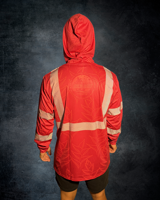 Maroon Heliconia Reflective Hoodie