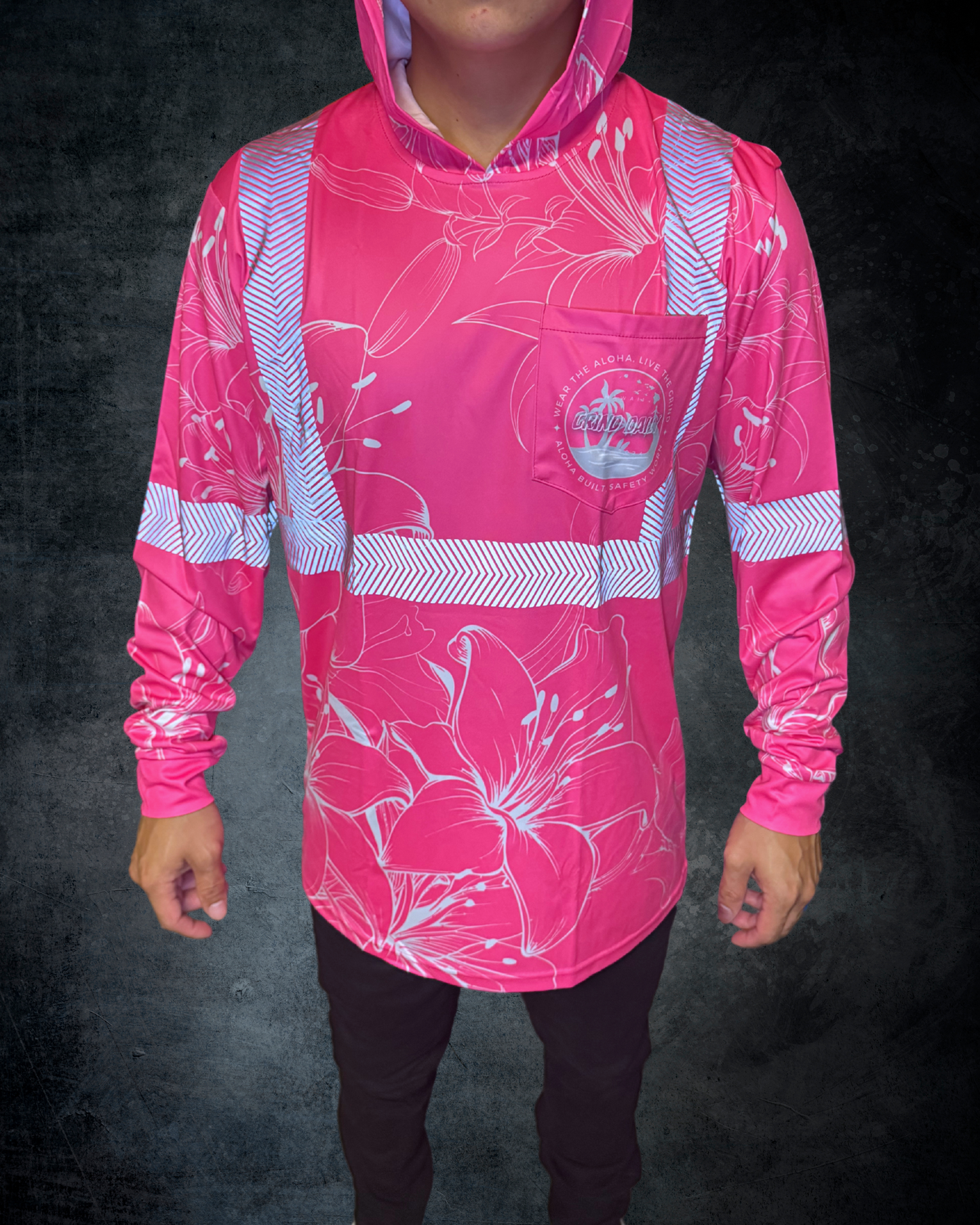 Pink Hibiscus Reflective Hoodie