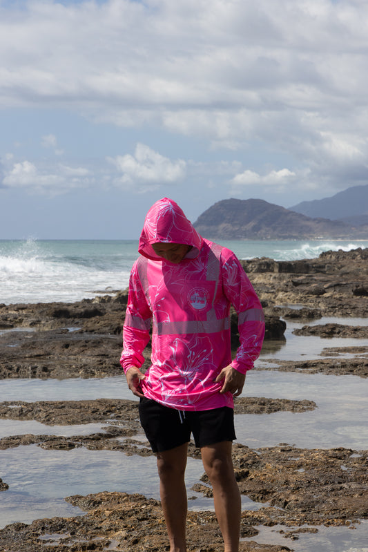 Pink Hibiscus Reflective Hoodie