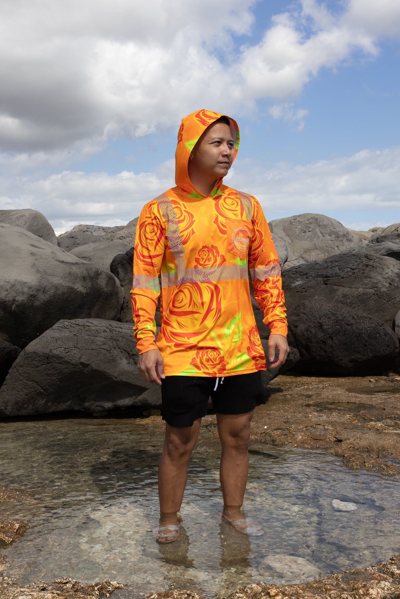 Orange Rose Reflective Hoodie