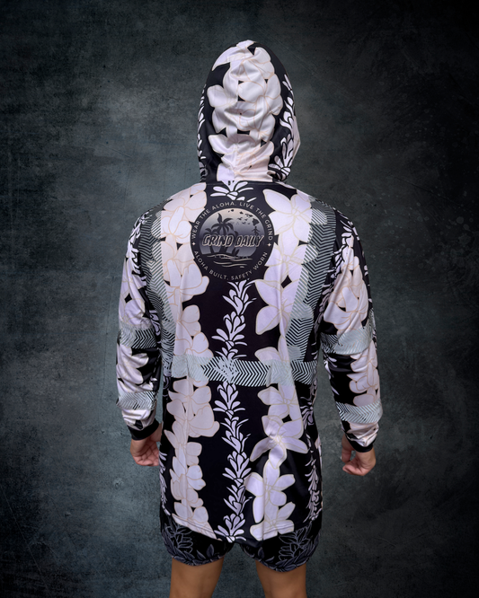 White Pikake Lei & Puakenikeni Reflective Hoodie