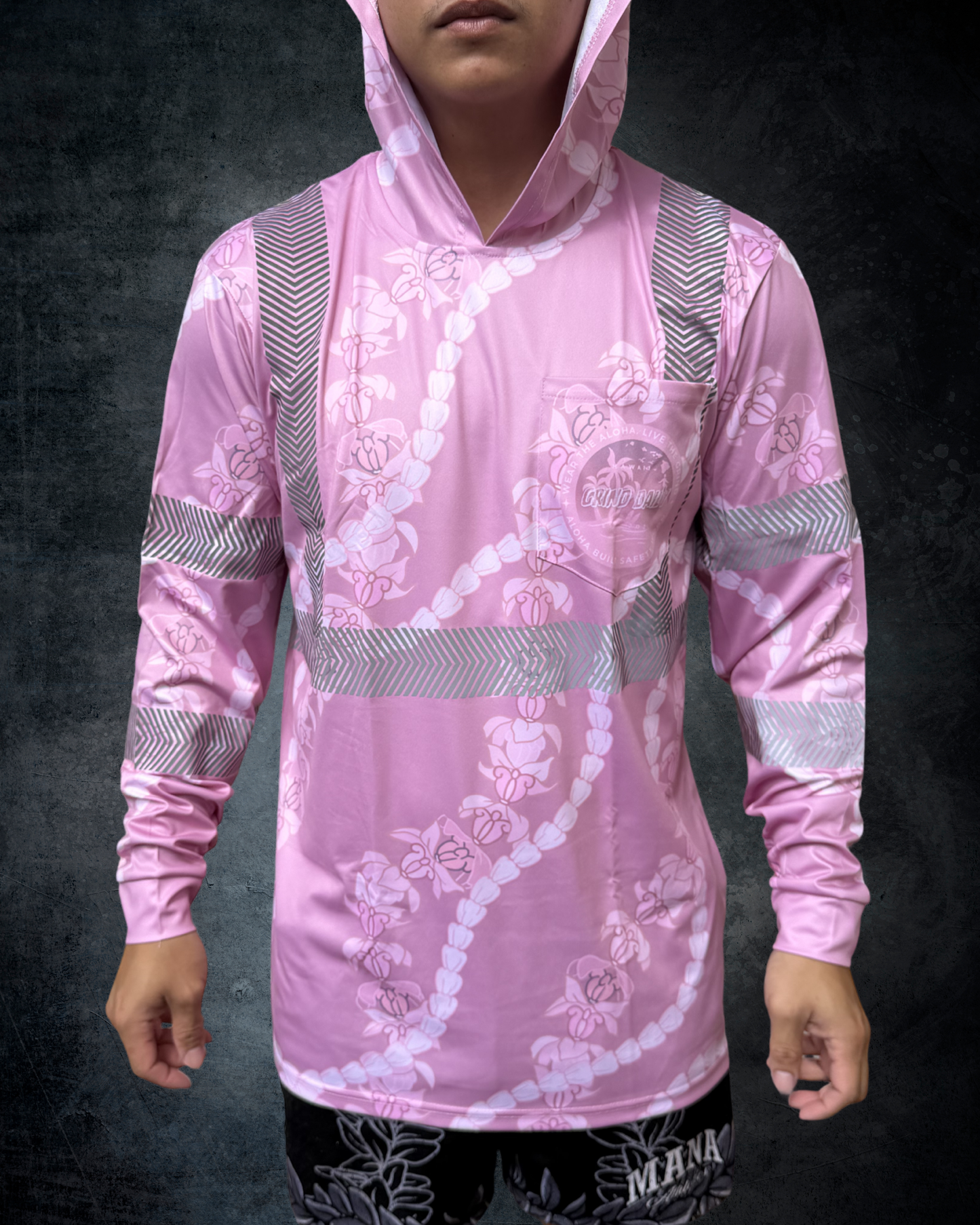 Crown Flower Lei Reflective Hoodie - Pink