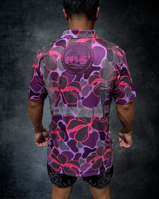 Plumeria Camo Reflective Polo - Purple/Pink