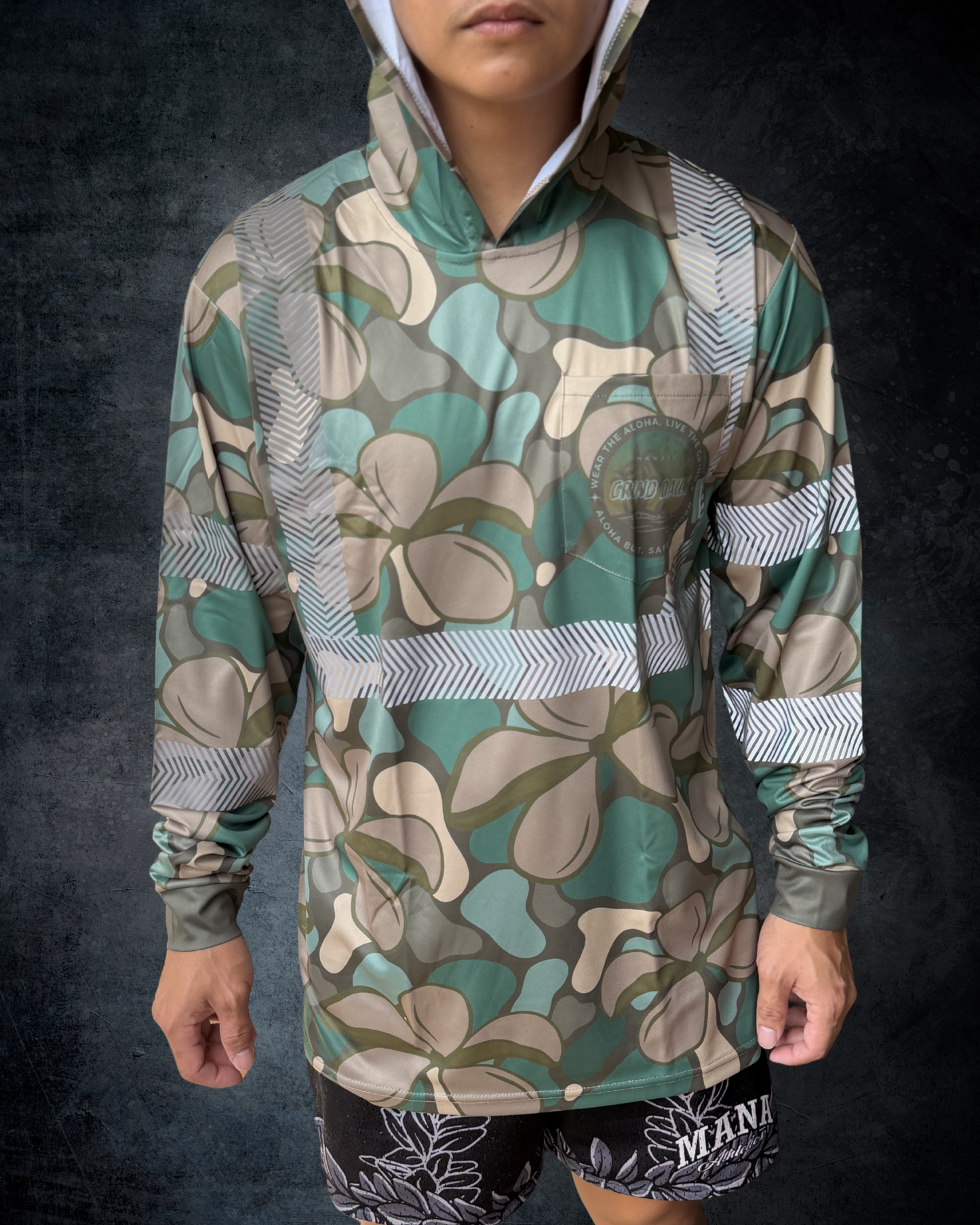 Plumeria Camo Reflective Hoodie - Green