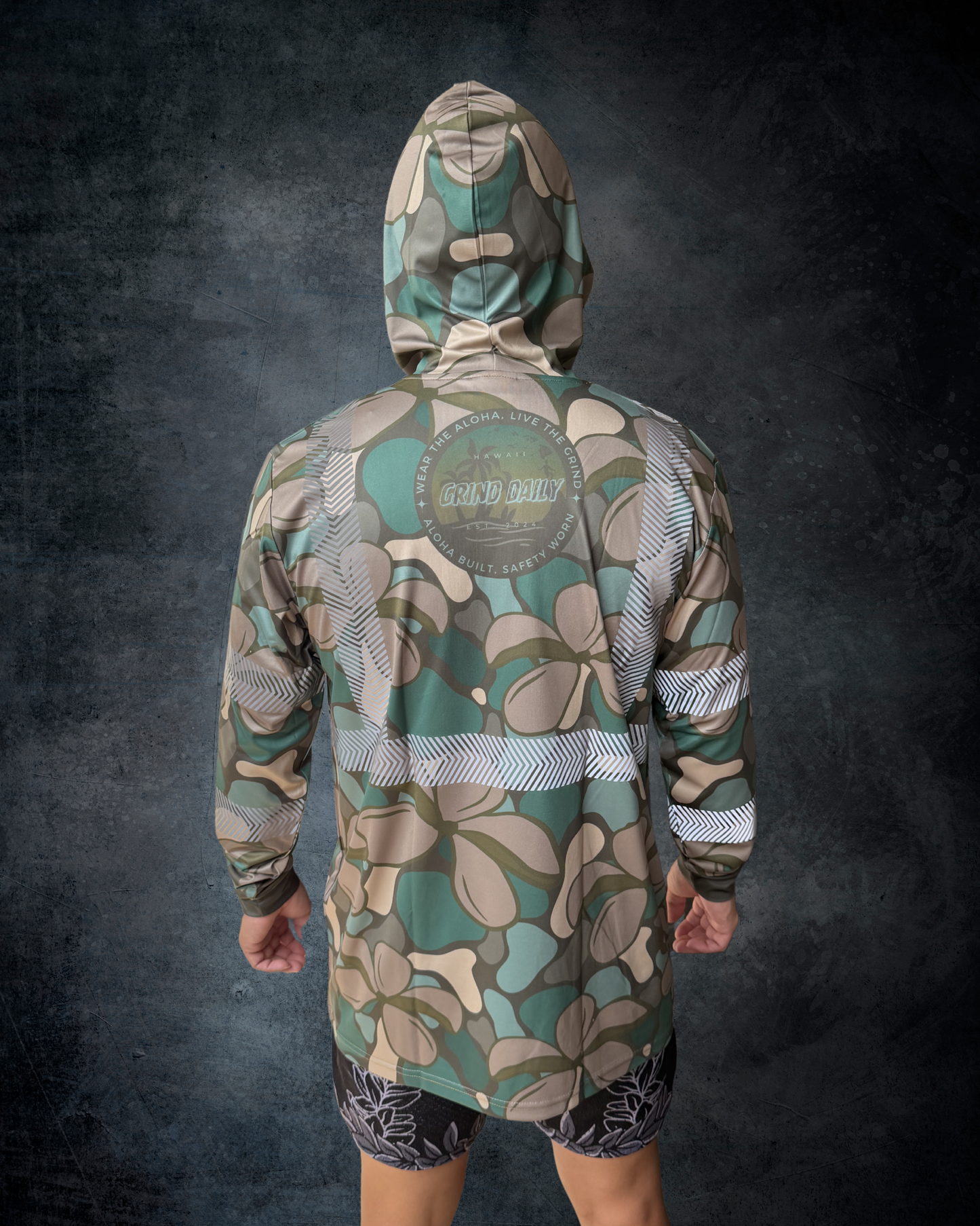 Plumeria Camo Reflective Hoodie - Green