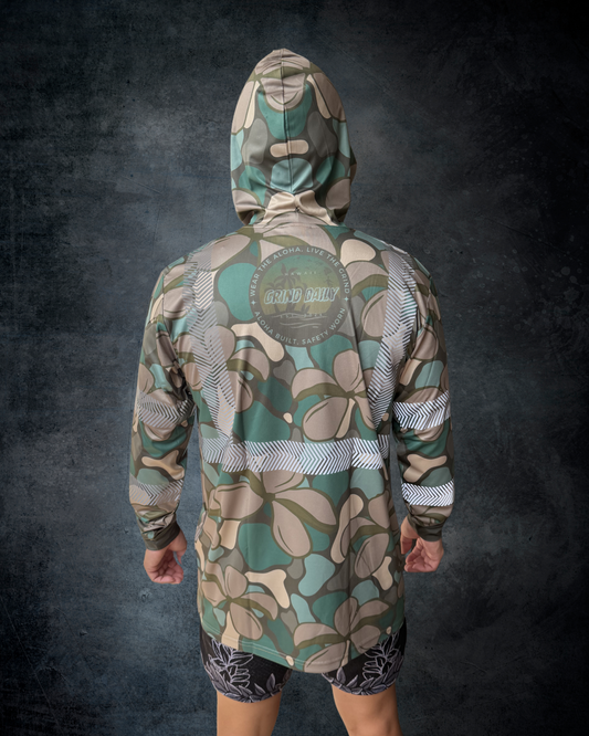 Plumeria Camo Reflective Hoodie - Green