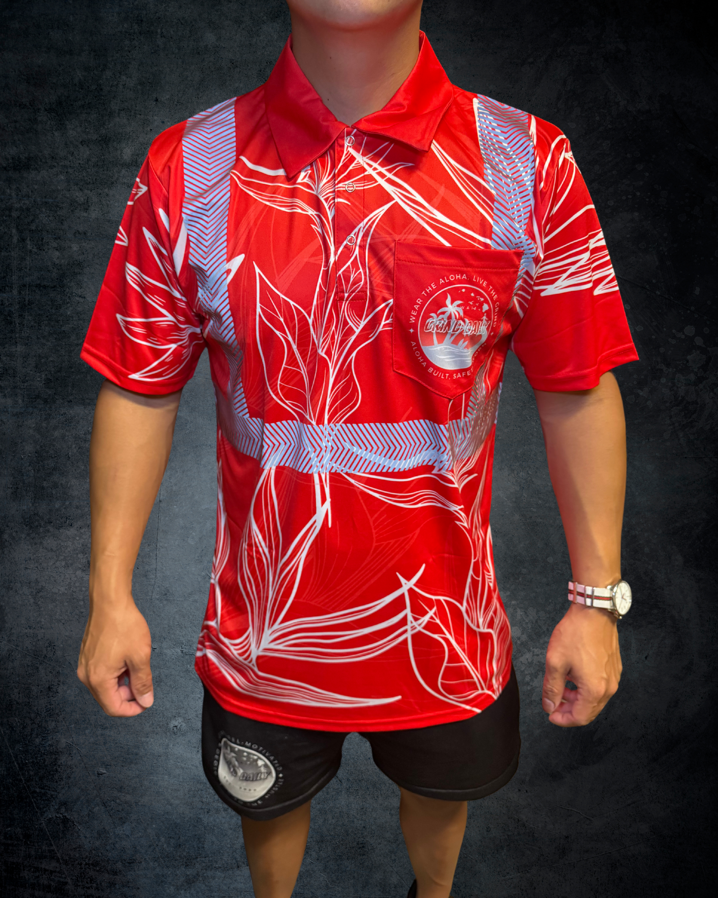 Red BOP Reflective Polo Shirt
