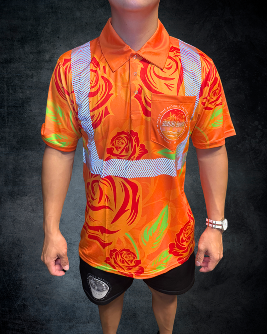Orange Rose Reflective Polo Shirt