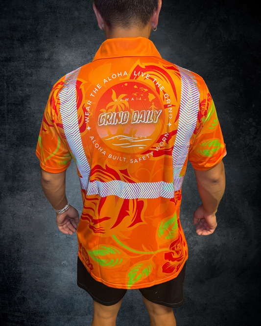 Orange Rose Reflective Polo Shirt