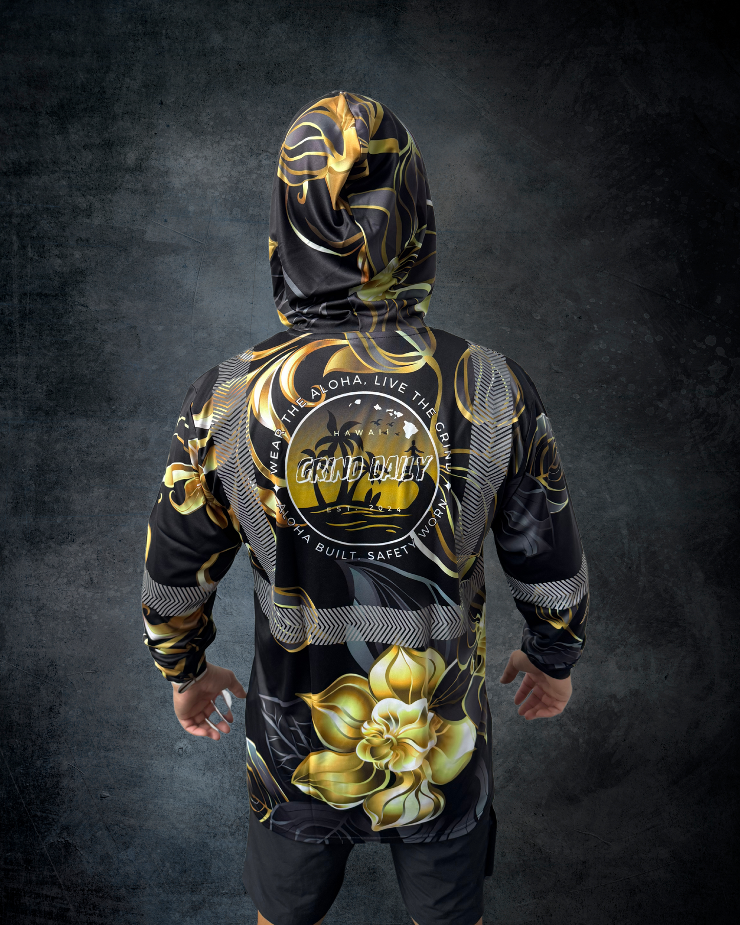 Black & Gold Flower Reflective Hoodie