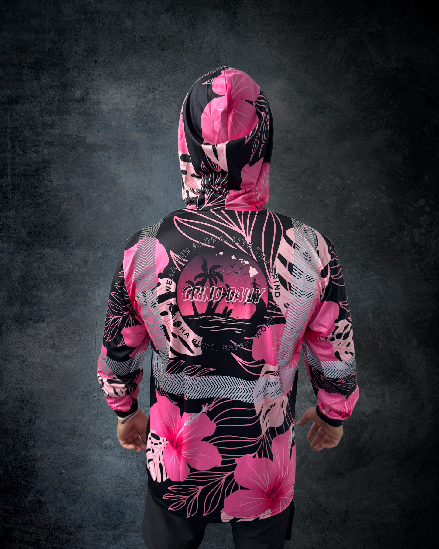 Black & Pink Hibiscus Reflective Hoodie