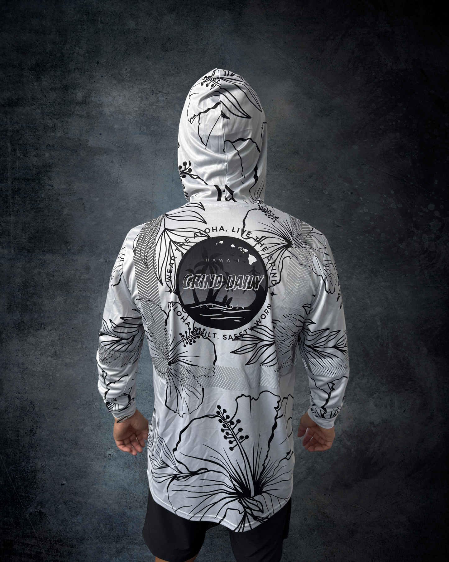 Silver Hibiscus Reflective Hoodie