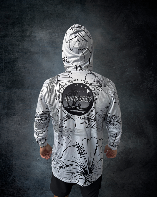 Silver Hibiscus Reflective Hoodie