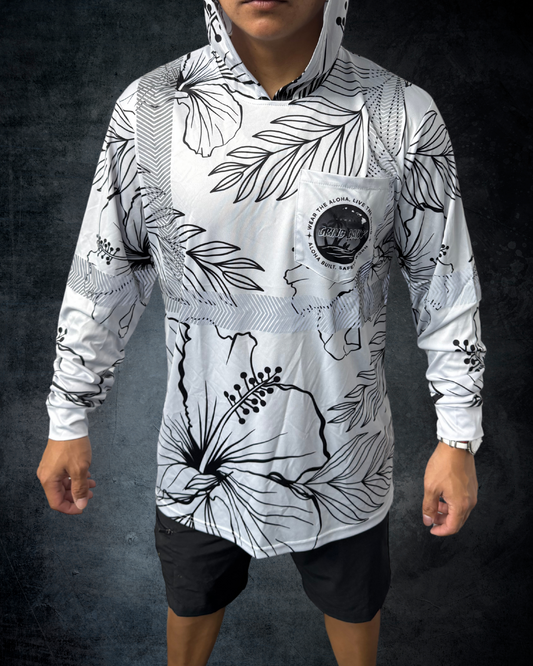 Silver Hibiscus Reflective Hoodie