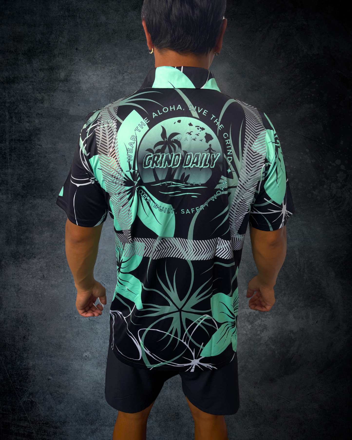 Mint Green Plumeria Reflective Shirt