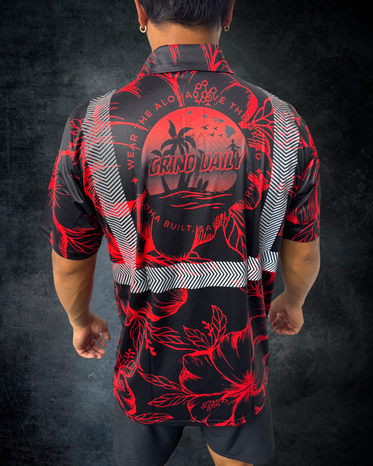Red & Black Hibiscus Reflective Shirt