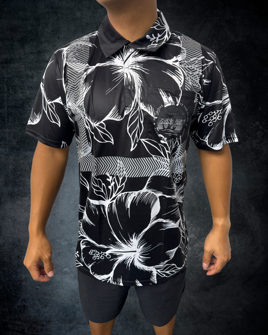 Black & White Hibiscus Reflective Shirt