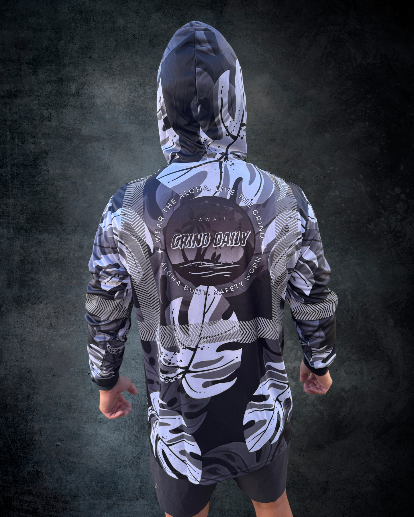 Monstera Black & Grey Reflective Hoodie
