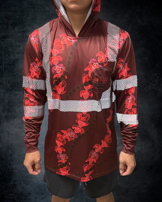 Crown Flower Lei Reflective Hoodie - Maroon