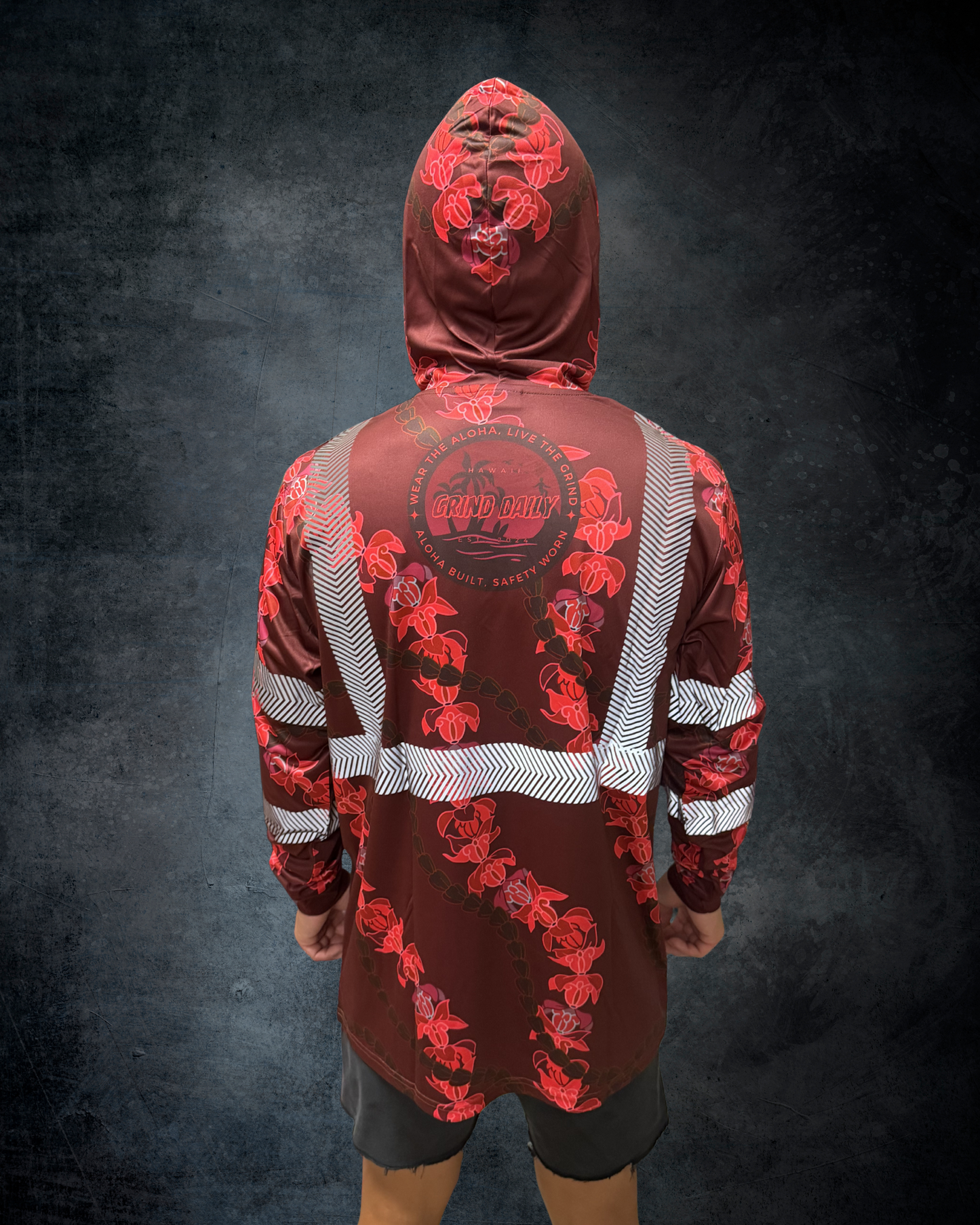 Crown Flower Lei Reflective Hoodie - Maroon