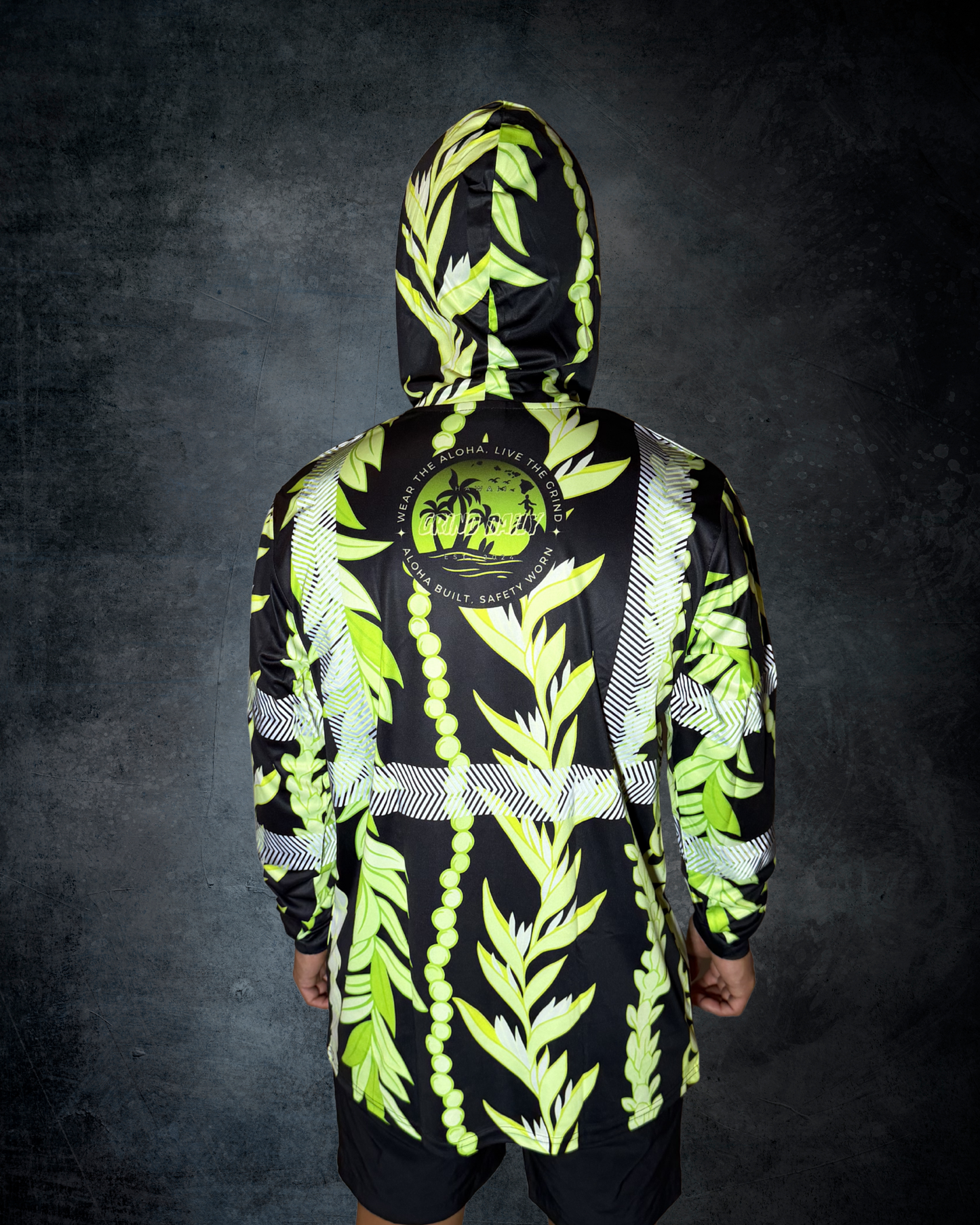 Black with Green Maile Guard Reflective Hoodie