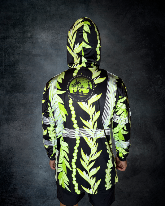 Black with Green Maile Guard Reflective Hoodie