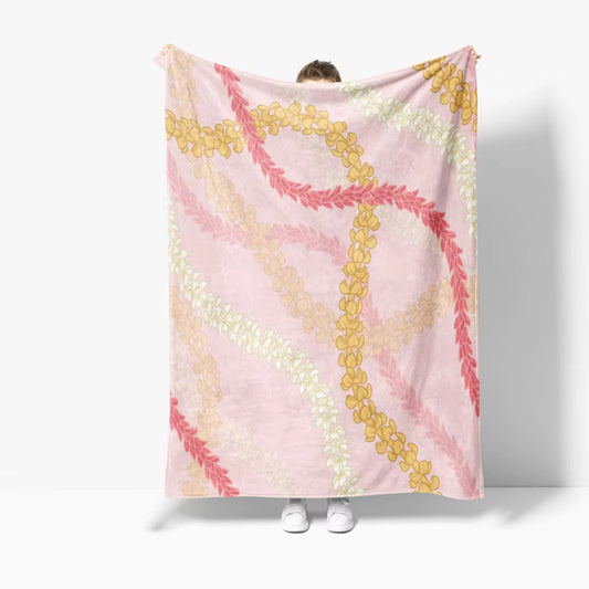 Pink Puakenikeni Throw Blanket