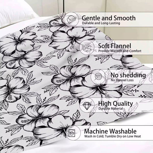 Silver Hibiscus Throw Blanket