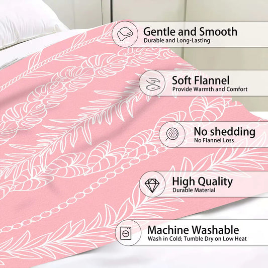 Pink Leaf Lei Throw Blanket