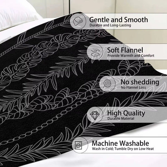 Black Leaf Lei Throw Blanket