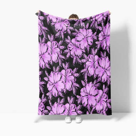 Purple Hibiscus Throw Blanket