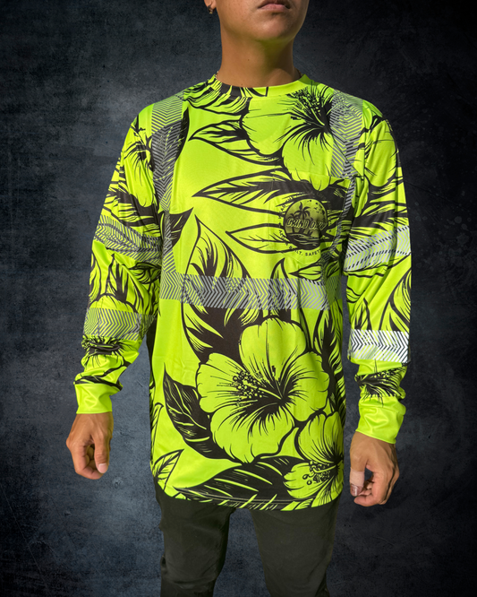 Hibiscus Reflective Long Sleeve Shirt - Green