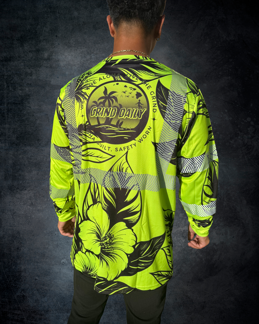 Hibiscus Reflective Long Sleeve Shirt - Green