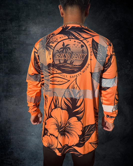 Hibiscus Reflective Long Sleeve Shirt - Orange