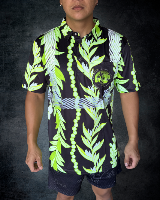 Black with Green Maile Guard Reflective Polo