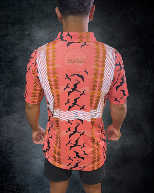 Peach Iwa Bird Reflective Polo