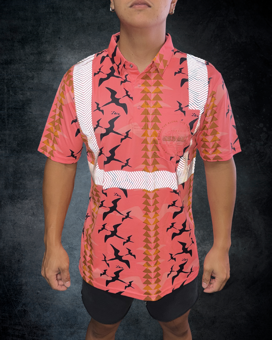Peach Iwa Bird Reflective Polo