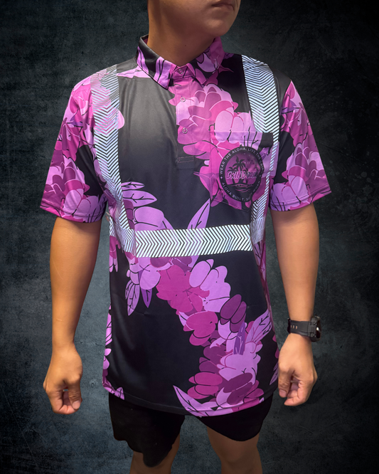 Black & Purple Aalii Lei Reflective Polo